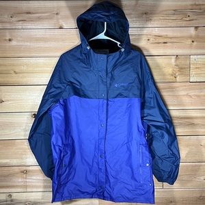 Columbia Hooded Rain Jacket, Womens L, Blue & Purple Coat